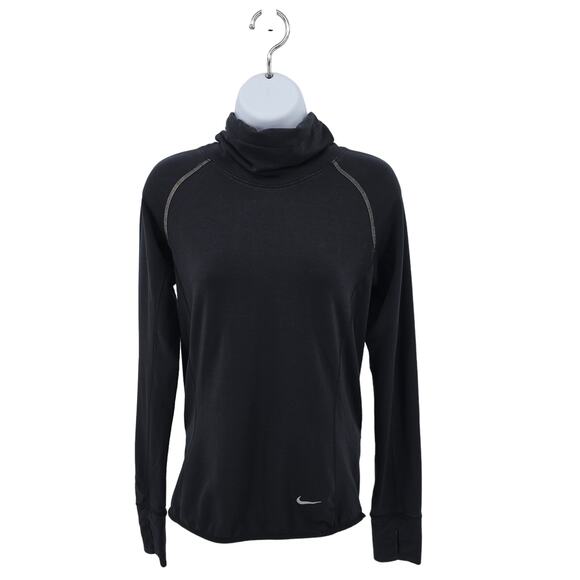 Nike Dri-Fit Black Pullover Reflective Running Top Womens XS Mock Neck Slim Fit - Picture 2 of 6